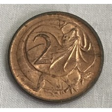 AUSTRALIA 1977 . TWO 2 CENTS COIN . FRILLED NECK LIZARD